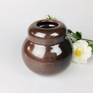 Asian Style Porcelain Flower Vase - Metallic Red Iron - Wheel Thrown Pottery - Handmade Ceramic Art - Unique Vase - Ceramic Home Decor