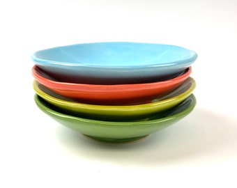 Colorful Ceramic Plate /  Dish for Soft Cat Food / Handmade Pottery / Pet Bowls / Ceramic Dipping Dish