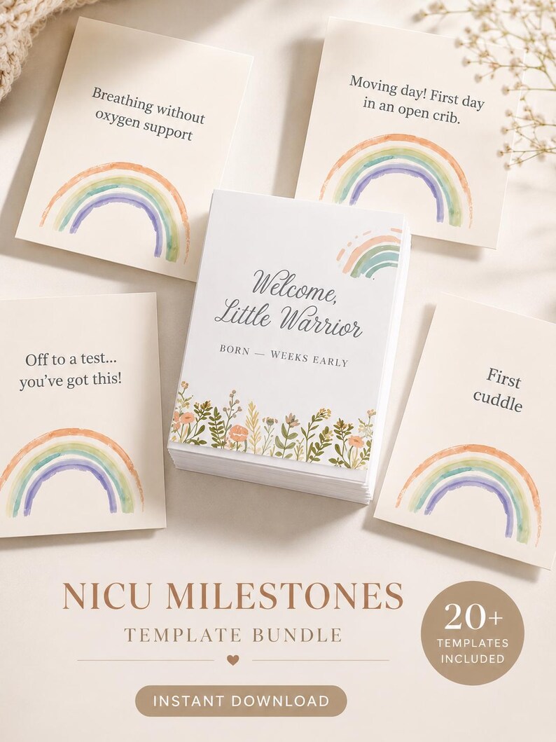 NICU Milestone Cards Printable | Premature Baby Milestones | NICU ...