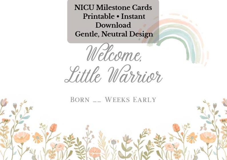 NICU Milestone Cards Printable | Premature Baby Milestones | NICU ...