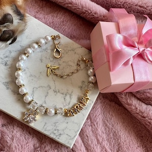 Collar de perro personalizado Collar de gato Joyería de lujo para mascotas Collar de perro perla Collar de gato Collar de mascota Bling Collar de perro de niña Accesorios para mascotas