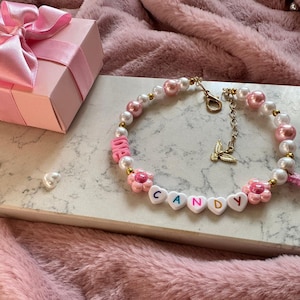 Collar de perro personalizado Collar de gato Joyería de lujo para mascotas Collar de perro perla Collar de gato Collar de mascota Bling Collar de perro de niña Accesorios para mascotas