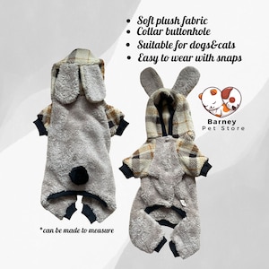 Dog Cat Plush Rabbit Overall Winter Dog Overalls Plush Pet outfit Dog Costume Cat Costume