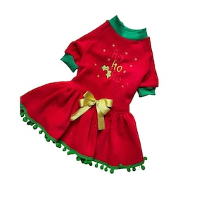 Dog Cat Chistmast Dress + Hair Clip, Cat Dogs Clothes, Dog clothing, Dog Cat outfits