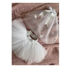 Cat Dog Bridal Gown Veil Pet Wedding Dress + Hair Clip, Cat Dogs Clothes, Dog clothing, Dog Cat outfits