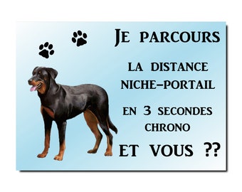 plaque attention chien beauceron en métal 29 X 20 angles arrondis percée aux 4 coins réf 60