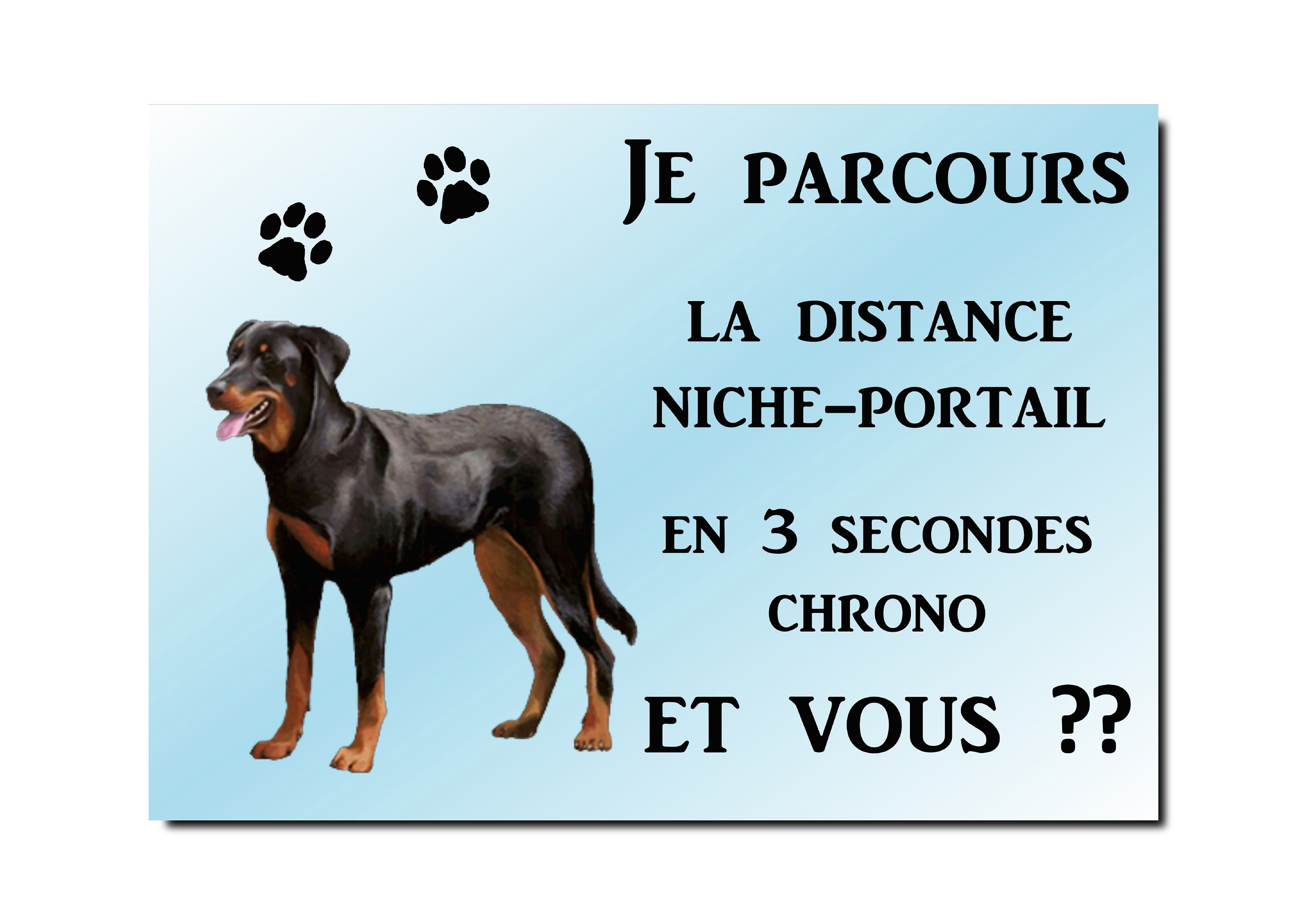 Plaque Attention Chien Beauceron en Métal 29 X 20 Angles Arrondis Percée Aux 4 Coins Réf 60