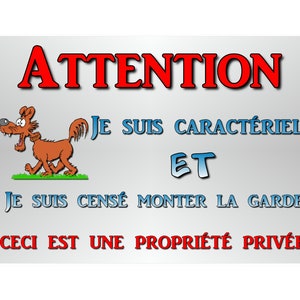 plaat attentie hond humoristisch metaal 29 X 20 afgeronde hoeken doorboord op 4 hoeken ref 24
