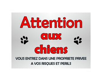 placa cuidado con los perros en metal 29 X 20 esquinas redondeadas perforadas en las 4 esquinas ref 79