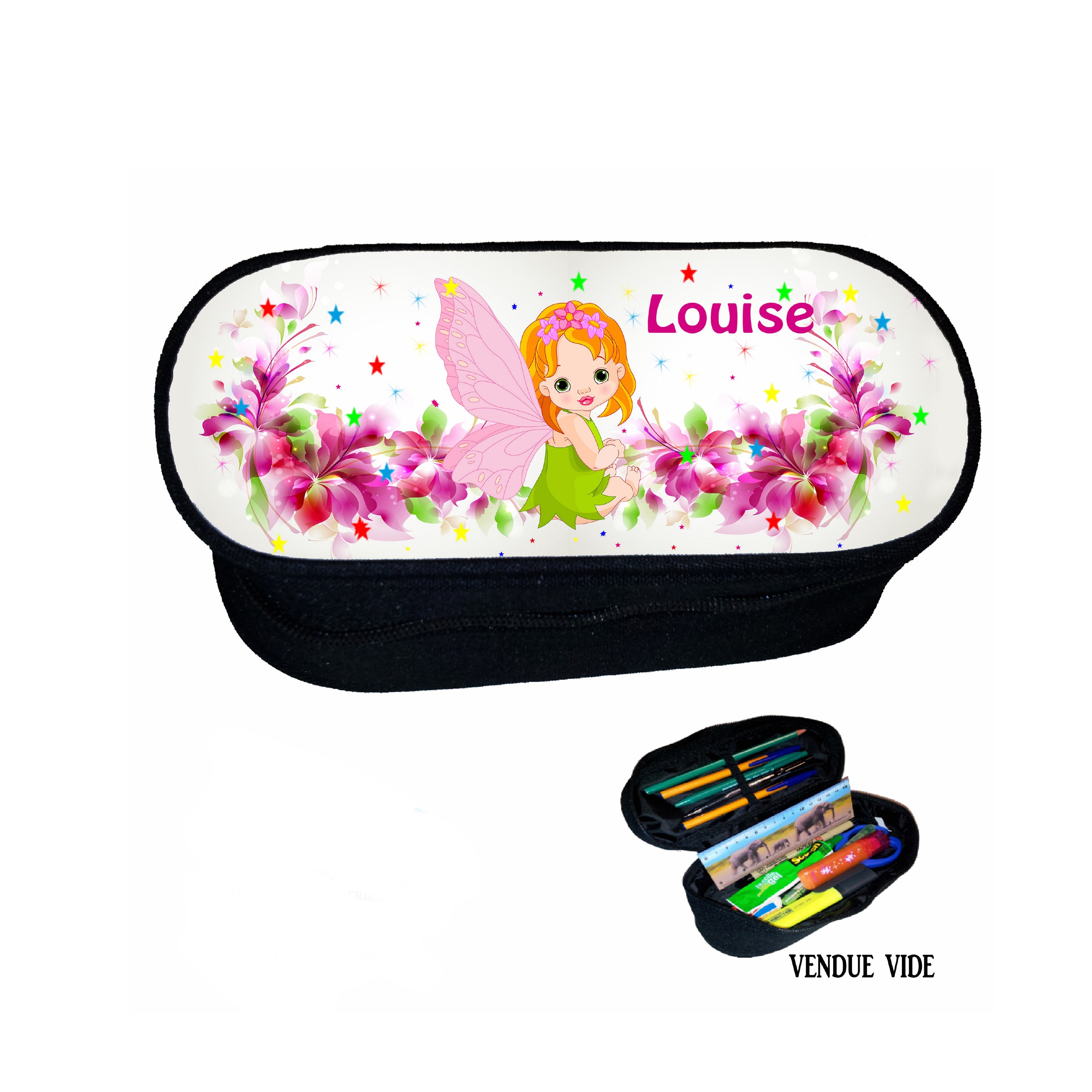 Trousse à Crayons Fée Personnalisé Prénom Au Choix Réf 260