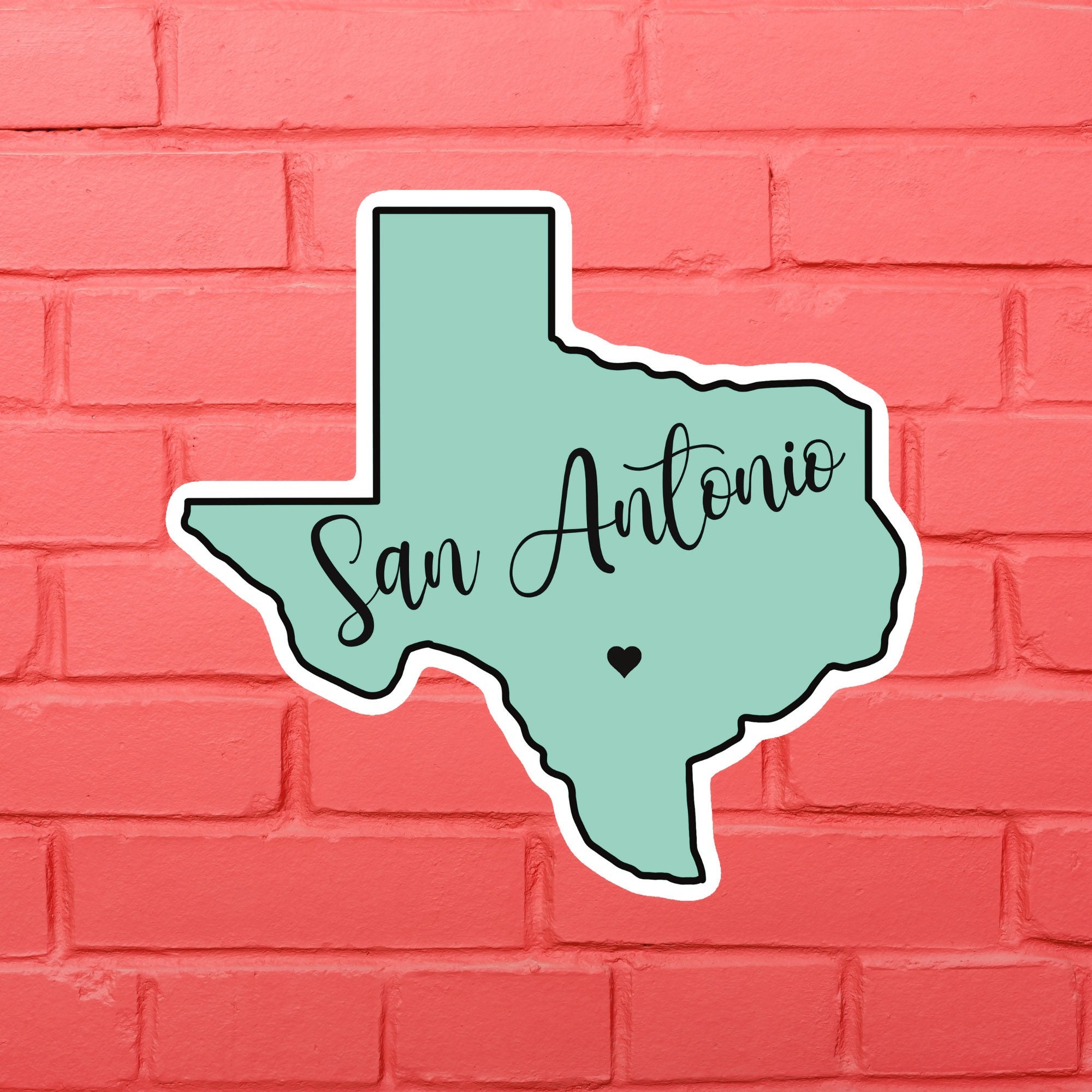 San Antonio Heart Texas Shape Shape Outline Laminated Vinyl Etsy UK
