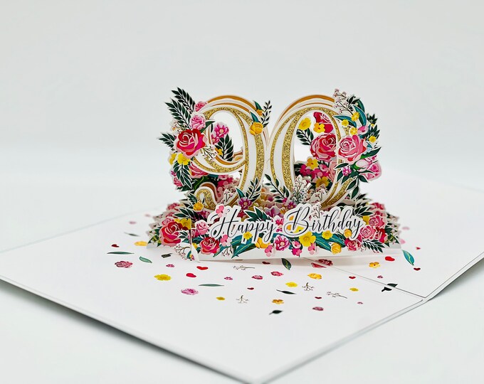 90th Birthday Card With Stampin Up Large Numbers... D1E