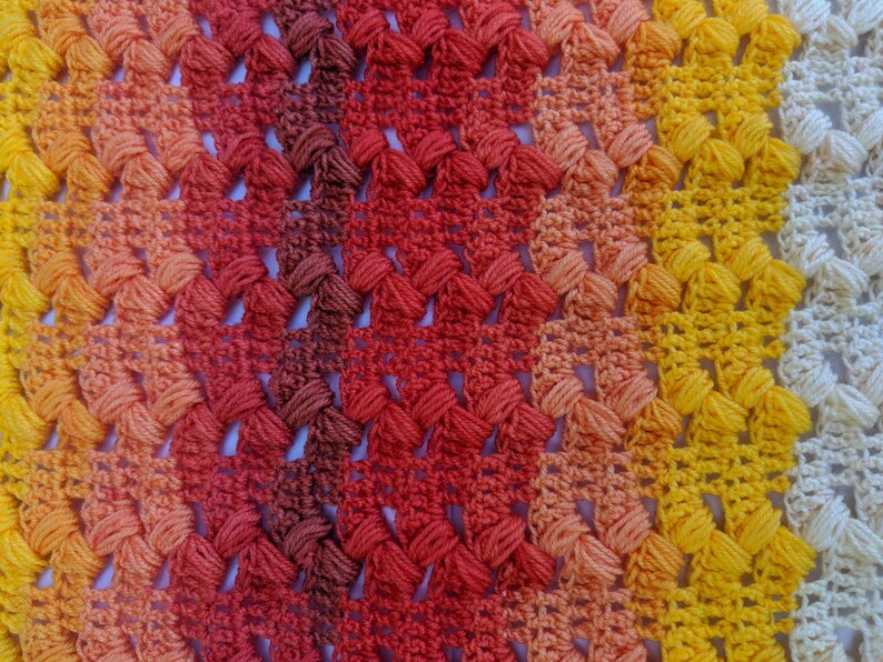Crochet Baby Blanket Ombr\u00e9 Puffy Zig-Zag