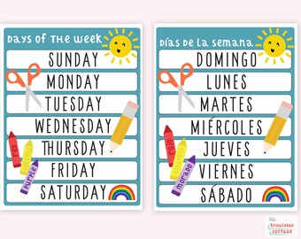 Spanish Days Of Week Etsy