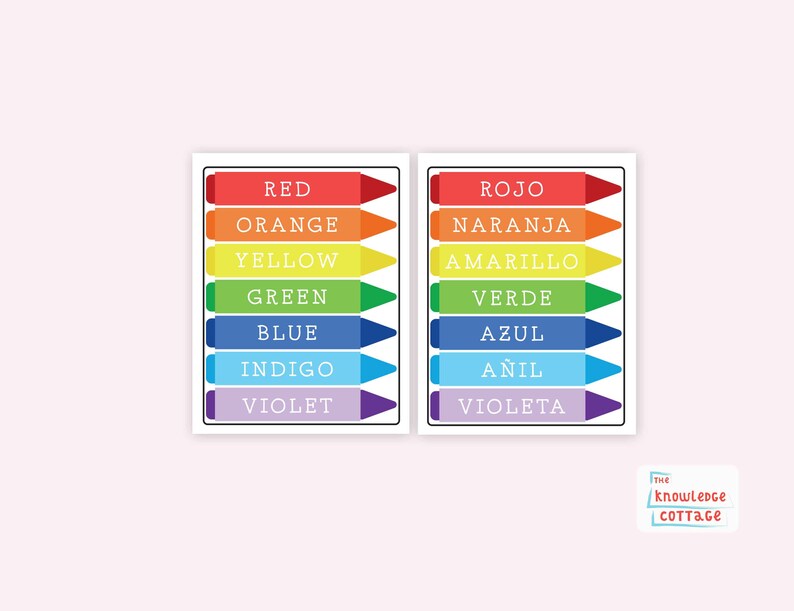 Colors Poster Colors of the Rainbow Spanish Poster Arte de Pared Classroom Decor Bilingual Educational Poster Dual Language Poster