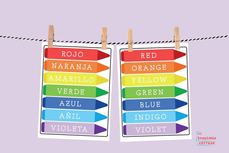 Colors Poster Colors of the Rainbow Spanish Poster Arte de Pared Classroom Decor Bilingual Educational Poster Dual Language Poster