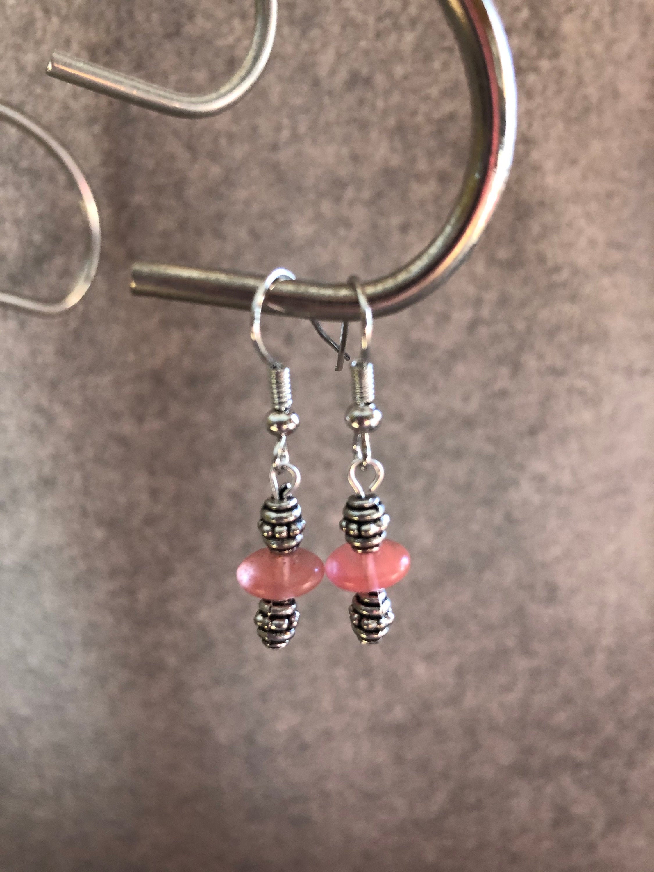 Cherry Quartz Natural Stone Dangle Earrings Etsy.de