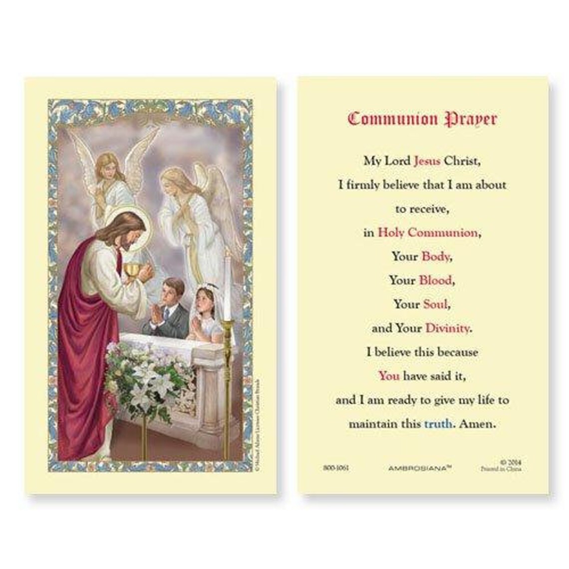 First Communion Laminated Holy Card Etsy
