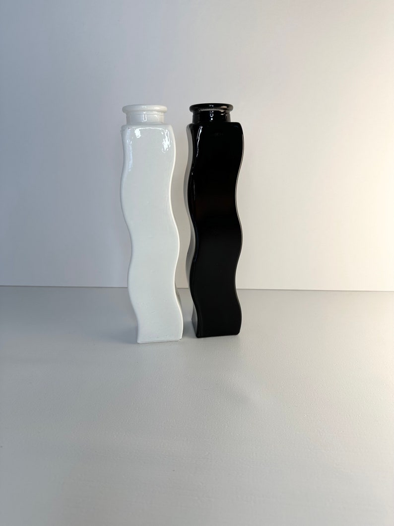 Vintage Ikea 90s Iconic Skamt Wavy Vases Black & White Set of Etsy