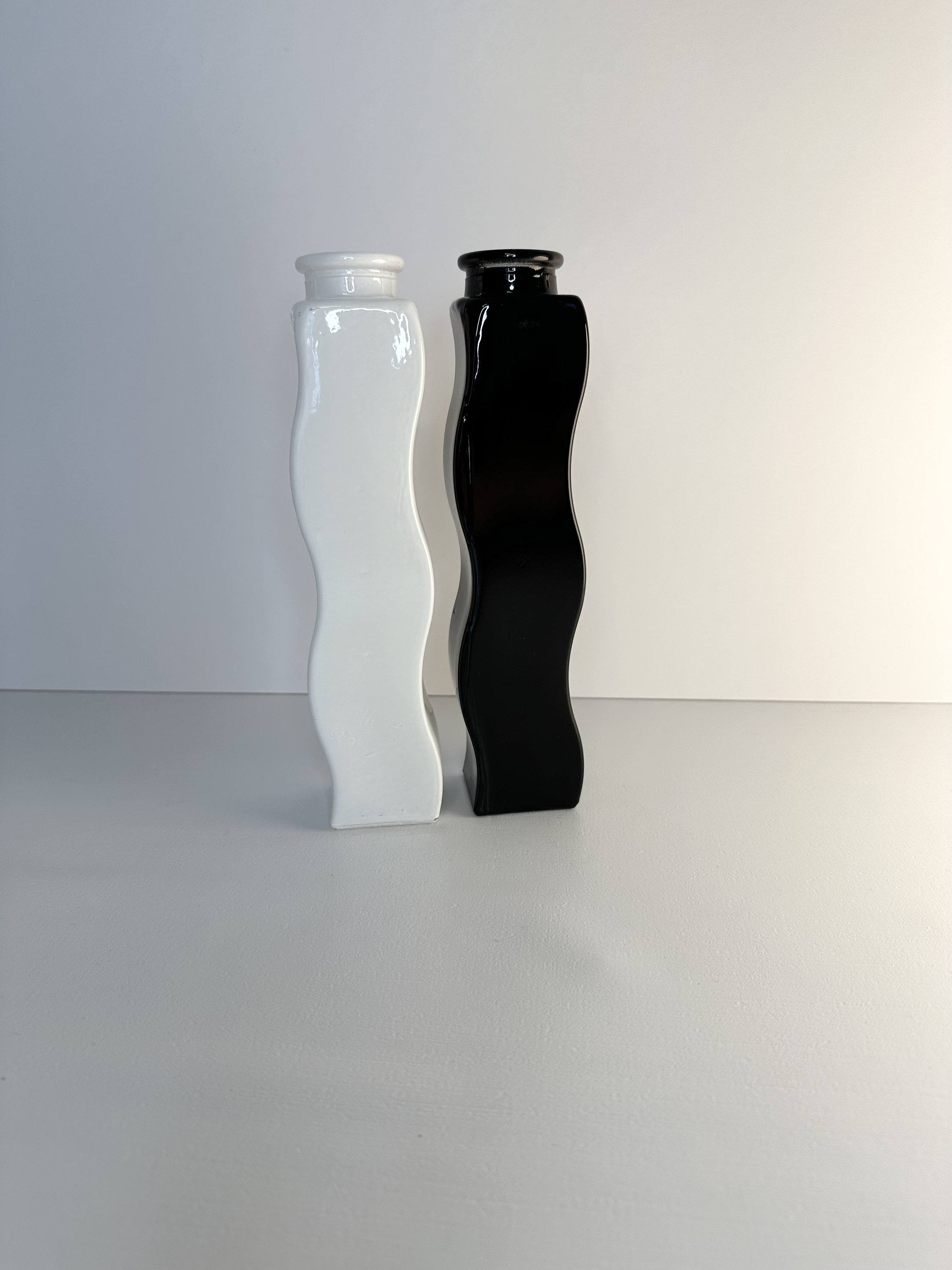 Vintage Ikea 90s Iconic Skamt Wavy Vases Black & White Set of Etsy