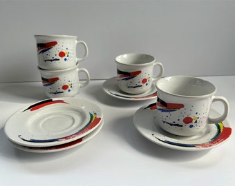 Tulowice Poland Coffee Tea Set: Art Deco Memphis Style