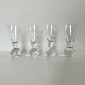 Set of 4 Vintage Bullicante Bubble Ball Stem Shot Glasses Cocktails