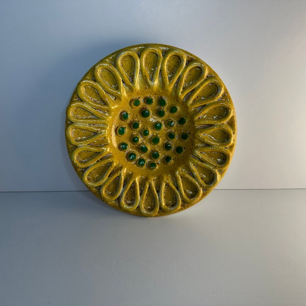 1960s Alfaraz Pottery by Miguel Duran-Lorica Sunflower Plate Dish Ash Tray