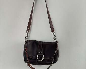 COACH Chelsea Pebbled Leather Crossbody Shoulder Bag Dark Brown