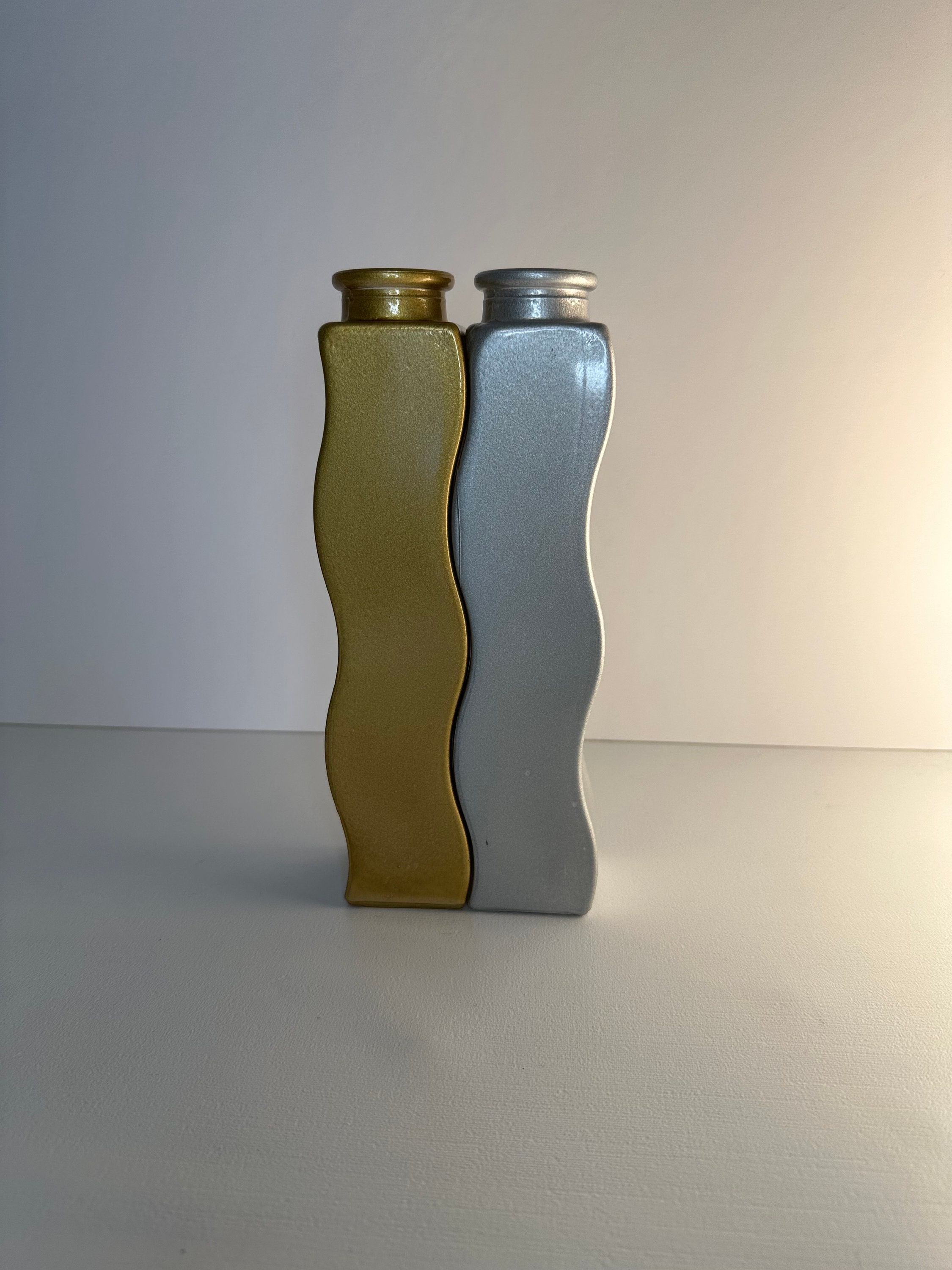 Vintage Ikea 90s Iconic Skamt Wavy Vases Gold & Silver Set of Etsy