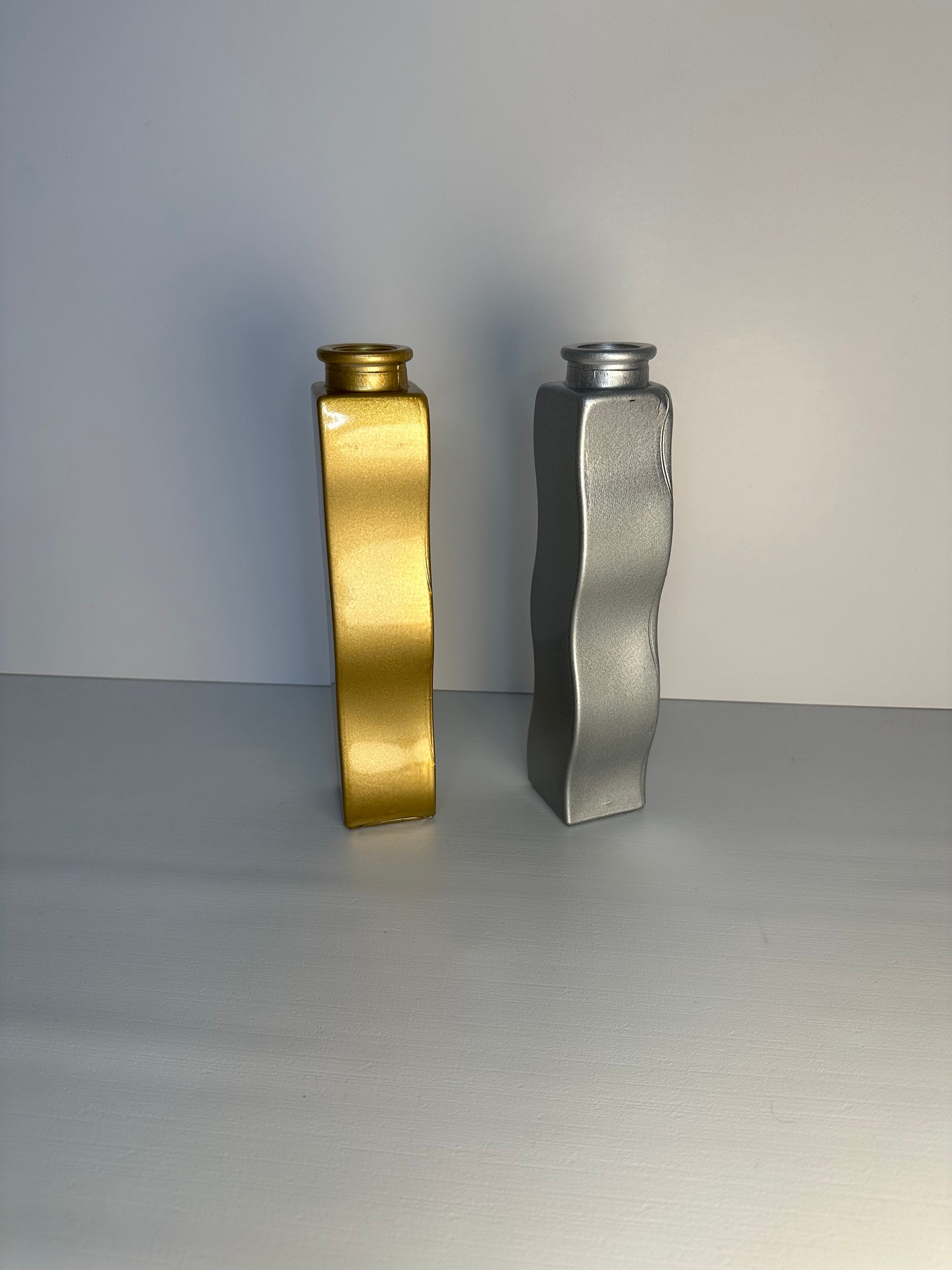 Vintage Ikea 90s Iconic Skamt Wavy Vases Gold & Silver Set of Etsy