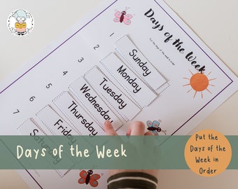 Days of the Week Learning Calendar Montessori Sorting Activity for Early Learner, Elementary and Homeschool Learning | PDF Download