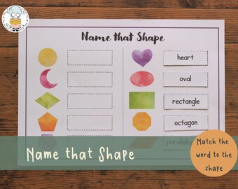 Name that Shape Matching Activity | Shape Learning Printable | Preschool, Early Learning and Homeschool | Busy Book Binder | PDF Download