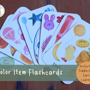 Colour/Color Flash Cards | Watercolour Items | Toddler, Preschool and Homeschool Early Learning | PDF Download