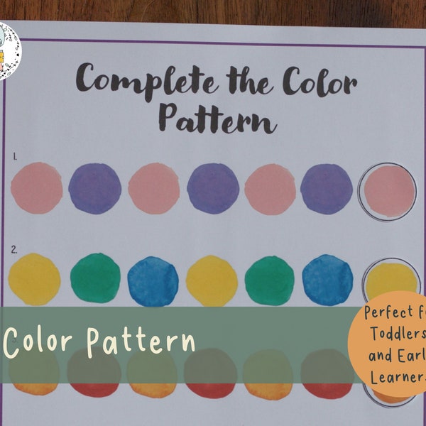 Color Pattern Recognition Sorting Activity Learning Colours for Early Learner | Both US and British English Spelling Versions | PDF Download