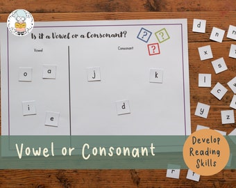 Is It a Vowel or Consonant Activity | Vowel and Alphabet Learning | Learning to Read | Preschool and Homeschool Printable | PDF Download