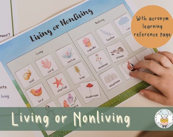 Identify Living or Nonliving Things - Picture Science Sorting Activity with Acronym Page for Early Elementary
