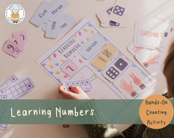 Learning Numbers Sorting Activity, Kids Math Printable, Learning to Count Practice, Matching Game, Kindergarten Busy Book Binder