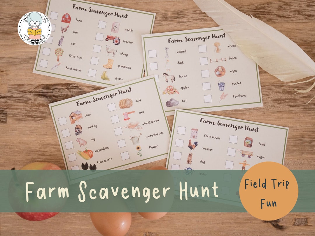 Farm Scavenger Hunt Cards - Set of 4, Farm Stay Treasure Hunt Fun ...