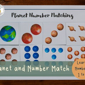 Planet and Number Matching Activity | Learning to Count | Space Unit | Homeschool Learning Activity | Busy Book Printable | PDF Download