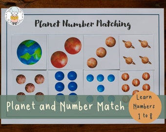 Planet and Number Matching Activity | Learning to Count | Space Unit | Homeschool Learning Activity | Busy Book Printable | PDF Download