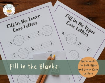 Alphabet Upper and Lower Case Learning | Fill in the Missing Letters Worksheet | Homeschool Printable | PDF Download