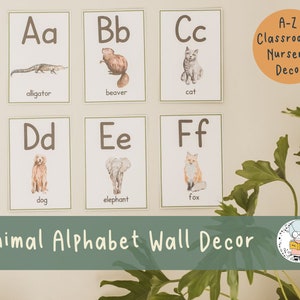 A-Z Animal Alphabet Classroom Decor, Back to School Classroom Alphabet Posters or Watercolor Nursery Wall Decor - Instant Download Printable