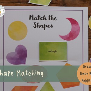 Shape Matching Activity | Shape Learning Printable | Busy Book Binder Activity | Preschool and Homeschool Printable | PDF Download