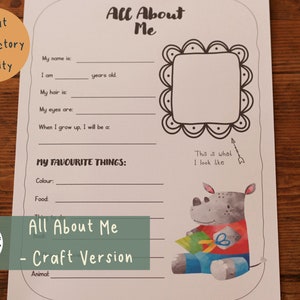 All About Me or Get to Know You Craft Version Worksheet for Early Elementary or Middle School - Great Back to School Introductory Activity