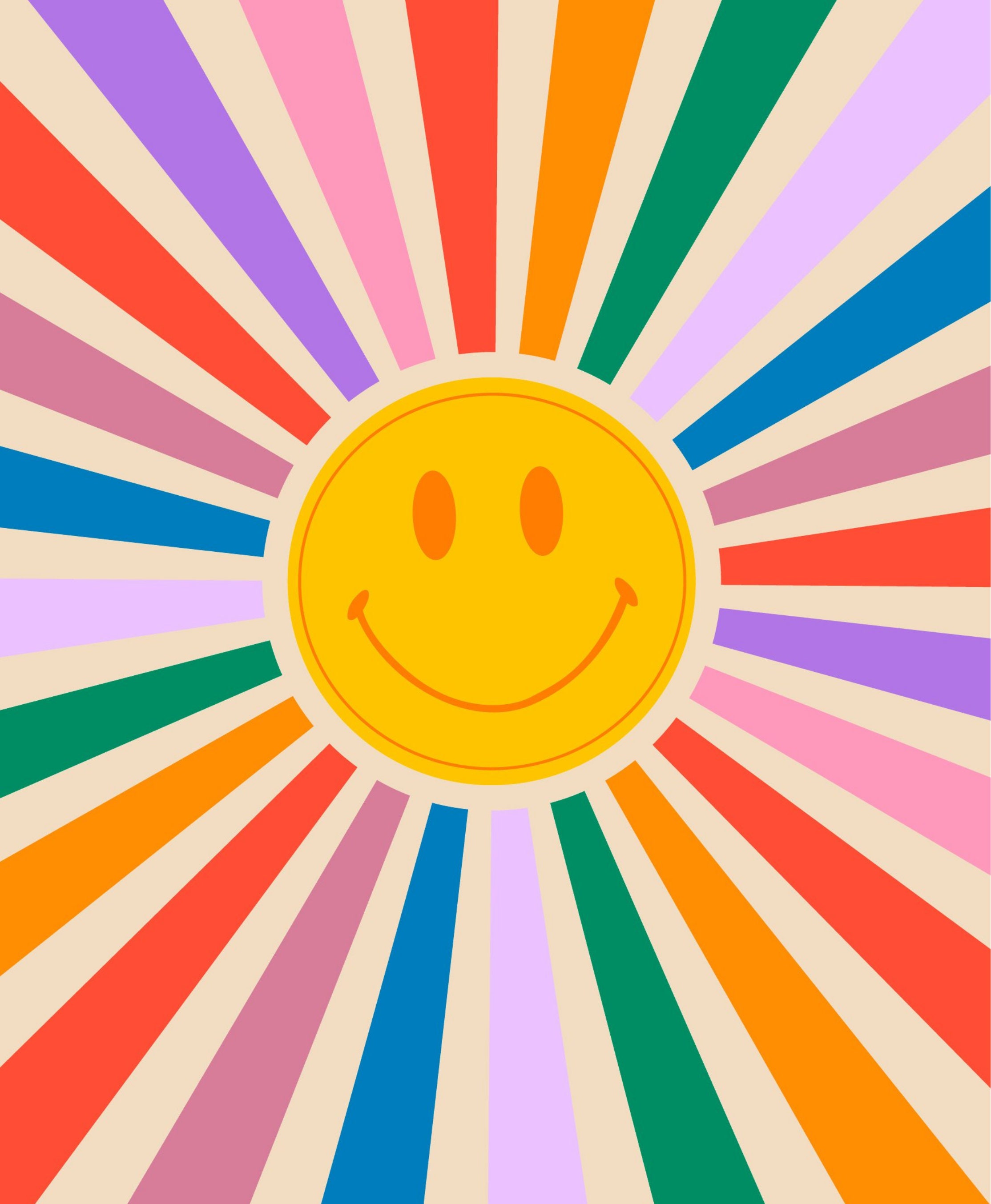 Y2K Retro Boho Rainbow Smiley Face Digital Print - Etsy Canada