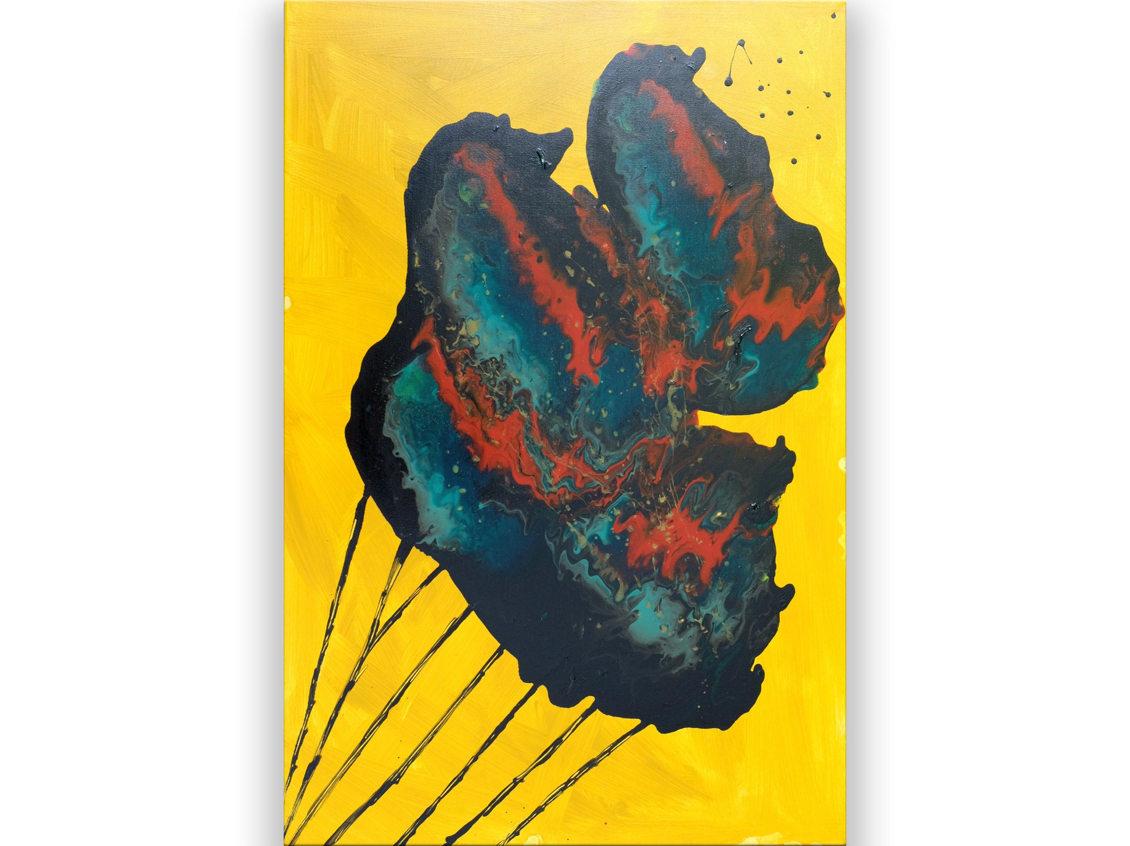 Yellow Abstract Painting Original Art Large Acrylic Canvas Etsy