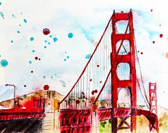 San Francisco Fog Golden Gate Bridge An Impressionistic | Etsy