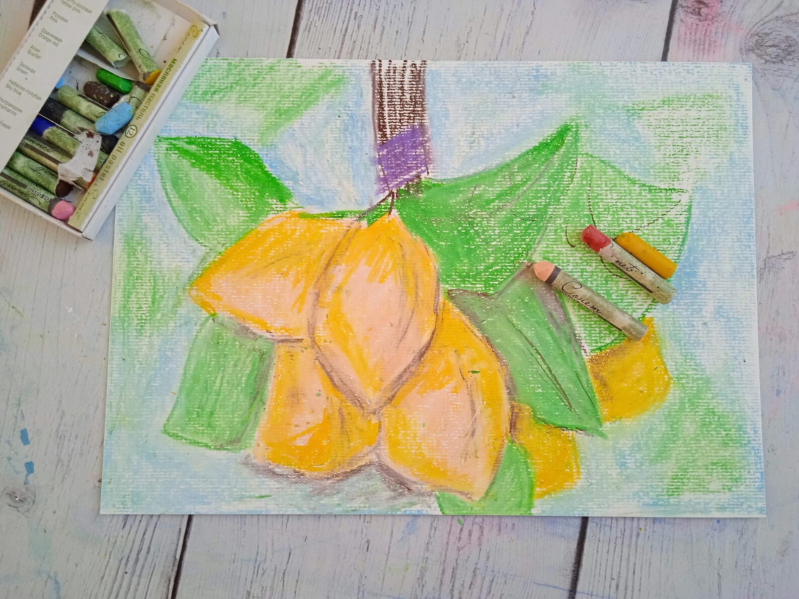 Mango Tree Oil Pastel Art Pintura Original Fruta Tropical Etsy