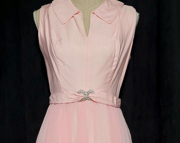 Fabulous 1950s Vintage Sleeveless Pink Dress | Size S-M