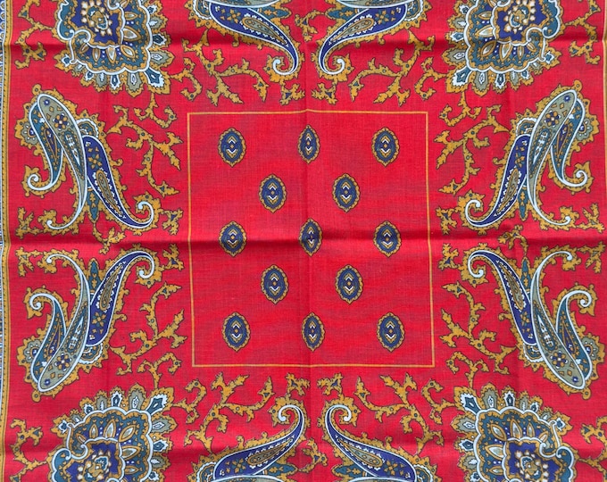 Vintage Red/Blue Paisley Bandana - 100% Cotton - RN 14193 - Made In USA - Western Style, Boho, Vintage